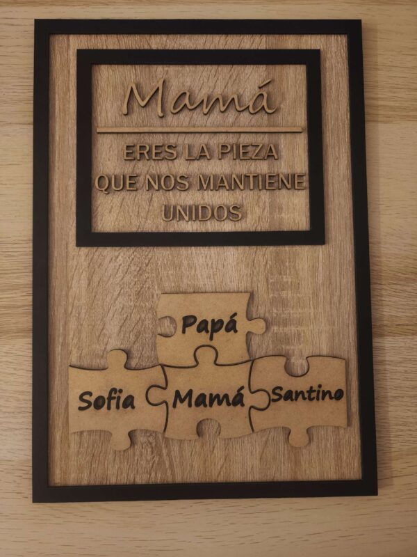 cuadro1 SSDECO.es | Cuadro Decorativo Mamá Día de la madre - - 30x40 cm - -Eres la Pieza que nos Mantiene Unidos- Regalo - 2 CAPAS (Grande)
