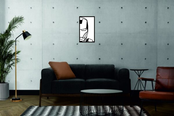FONDO4CF SSDECO.es | Cuadro Decorativo de Pared Iron Man - Arte en Madera Negro, 27x41 cm - Decoración Moderna para Salón, Dormitorio y Oficina, Fondo Blanco