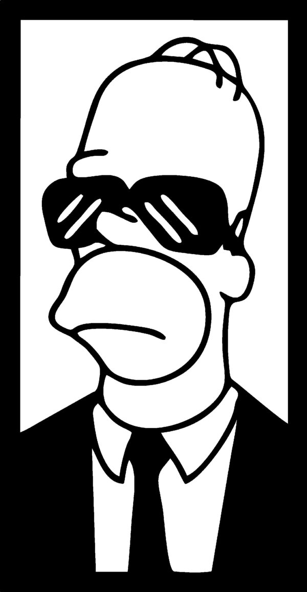 SSDECO.es | Cuadro Decorativo de Pared Homer Simpson - Homero - Arte en Madera Negro con Fondo Blanco, 25x40 cm - Decoración Moderna para Salón, Dormitorio y Oficina