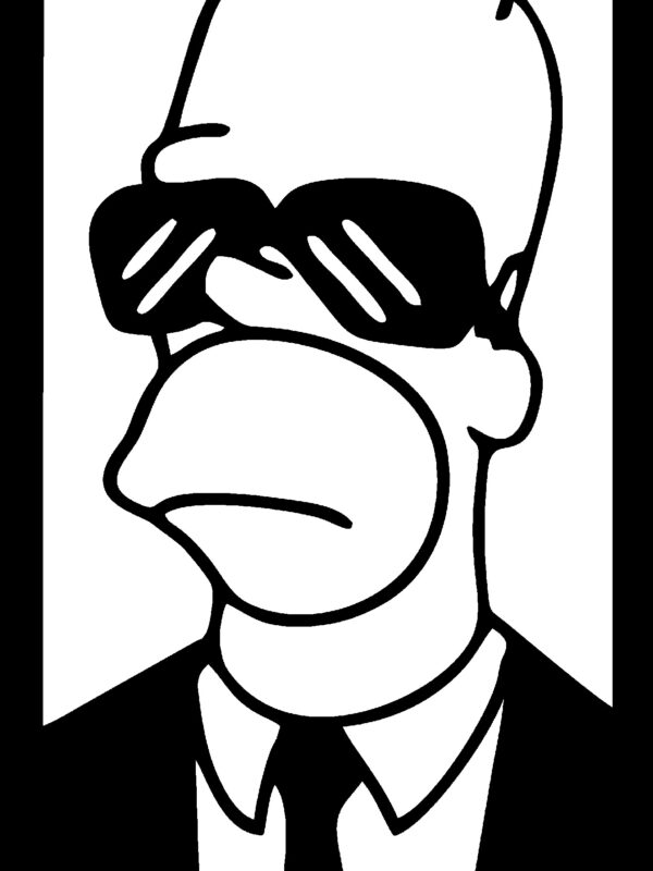 SSDECO.es | Cuadro Decorativo de Pared Homer Simpson - Homero - Arte en Madera Negro con Fondo Blanco, 25x40 cm - Decoración Moderna para Salón, Dormitorio y Oficina